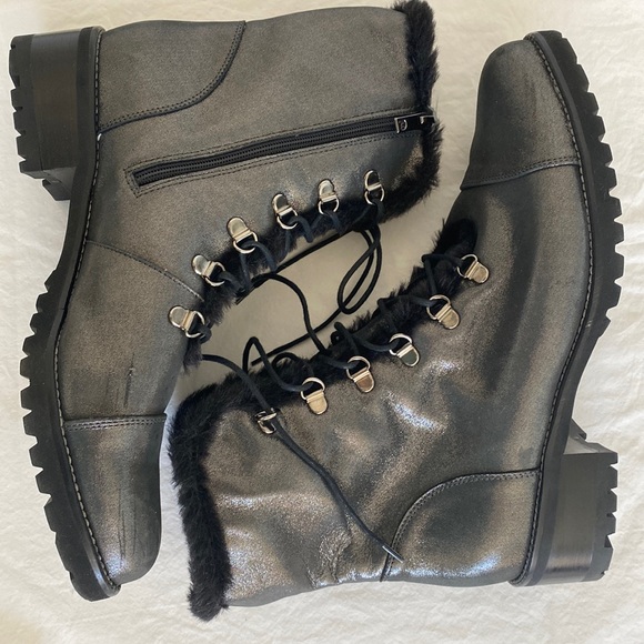 Peter Kaiser Leather Lace Up Ankle Boots Silver Gray - Picture 9 of 16